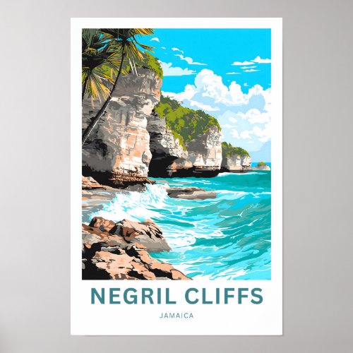 Negril Cliffs Jamaica Travel Poster