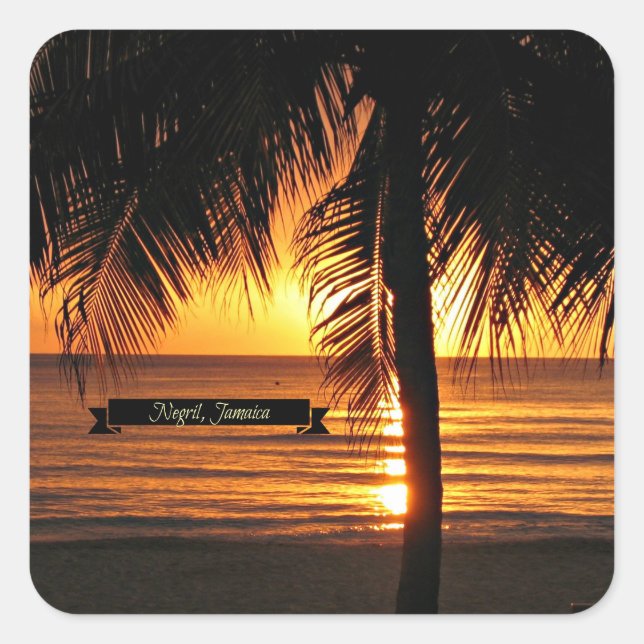 Negril, Jamaica at Sunset Square Sticker (Front)