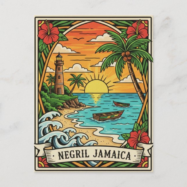 Negril Jamaica Beach Postcard (Front)