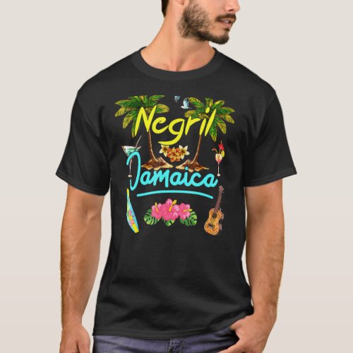 Negril Jamaica Beach Summer Palm Surf Sun Set Palm T_Shirt