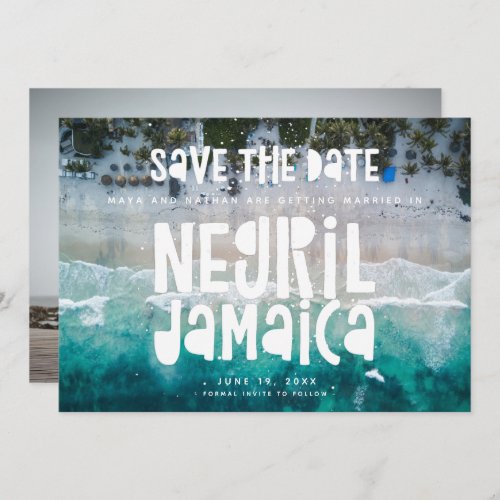 Negril Jamaica Beach Wedding Photo Save the Date Announcement