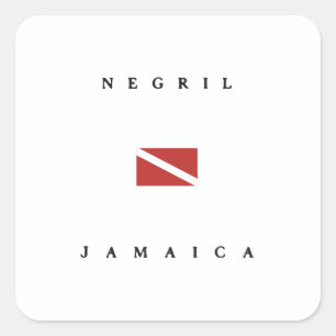 Negril Jamaica Scuba Dive Flag Square Sticker