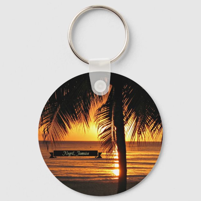 Negril, Jamaica sunset, beautiful photograph Keychain (Front)