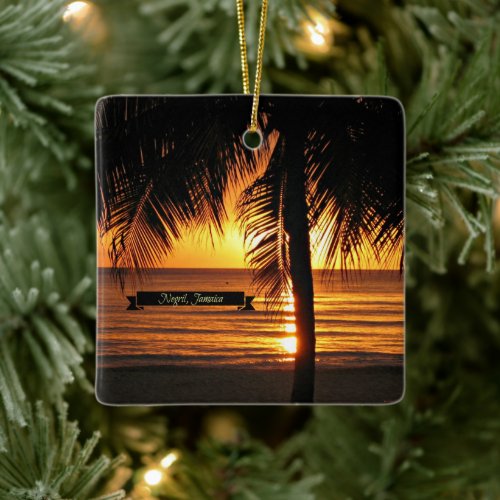 Negril Jamaica sunset Ceramic Ornament