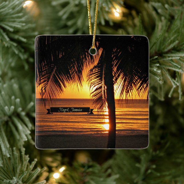 Negril, Jamaica sunset Ceramic Ornament (Tree)