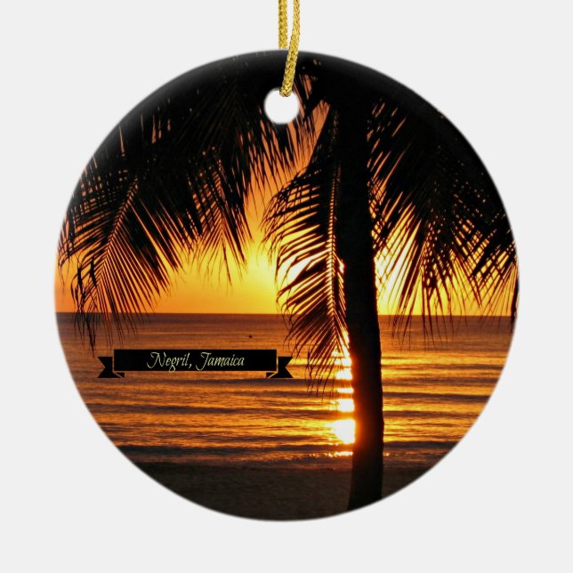Negril, Jamaica sunset Ceramic Ornament (Front)