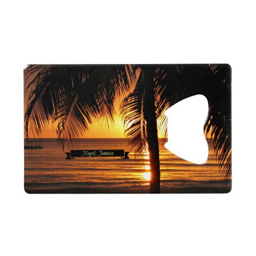 Negril Jamaica sunset Credit Card Bottle Opener