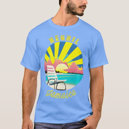 Negril Retro Sunset  Beach Vacation   T_Shirt