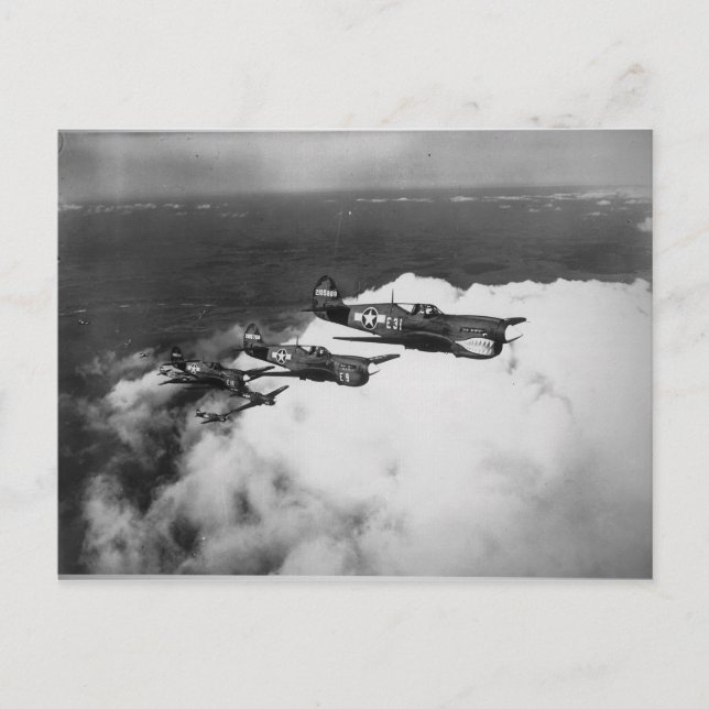 Negro Pilots in Shark-Nosed P-40 Fighter Aircraft Postcard (Front)