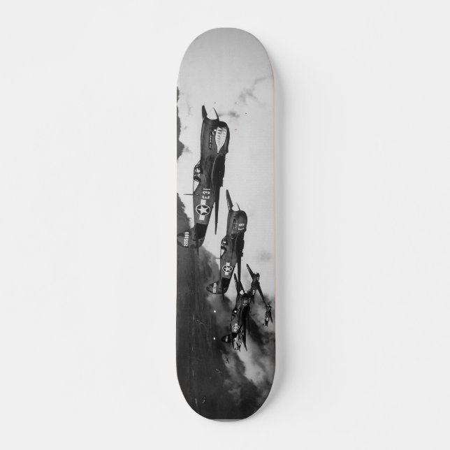 Negro Pilots in Shark-Nosed P-40 Fighter Aircraft Skateboard Deck (Front)