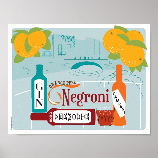 Negroni Citrus Cocktail Poster (Front)