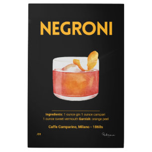 Negroni Cocktail No.1 - Milano Gold Edition Metal Print