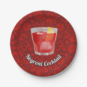Negroni Cocktail Paper Plates
