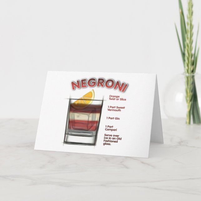 NEGRONI Cocktail Recipe Art Card (Front)