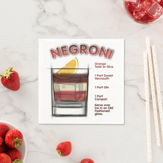 NEGRONI Cocktail Recipe Art Napkins (Insitu)