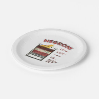 NEGRONI Cocktail Recipe Art Paper Plates