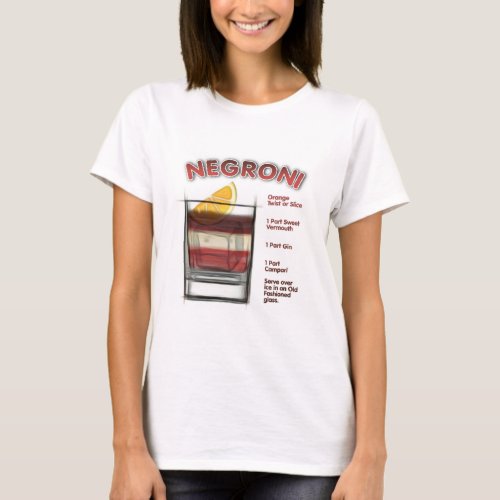 NEGRONI Cocktail Recipe Art T_Shirt