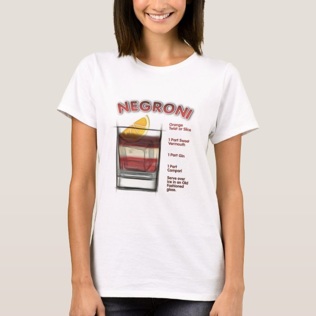 NEGRONI Cocktail Recipe Art T-Shirt (Front)
