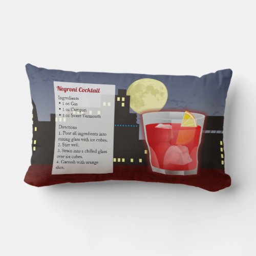 Negroni Cocktail Recipe Lumbar Pillow