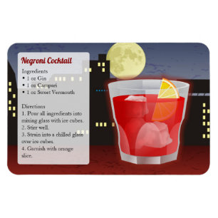 Negroni Cocktail Recipe Magnet