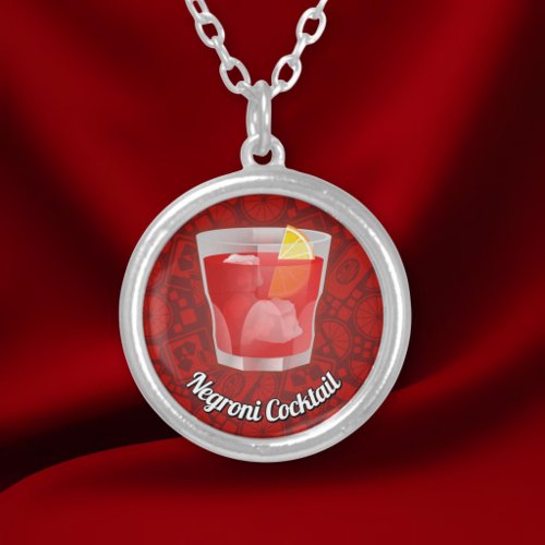 Negroni Cocktail Silver Plated Necklace
