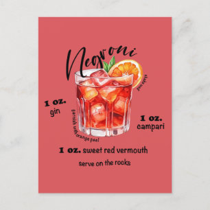Negroni Recipe Cocktail Bar Kitchen Art Postcard