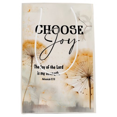 Nehemiah 810 Joy of the Lord Bible Dandelion  Medium Gift Bag