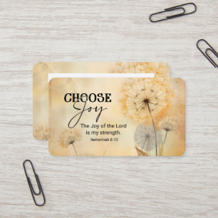 Nehemiah 8:10 Joy of the Lord Bible Verse Flowers Business Card