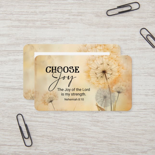 Nehemiah 8:10 Joy of the Lord Bible Verse Flowers Business Card (Front/Back In Situ)
