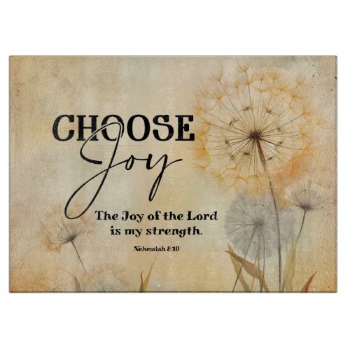Nehemiah 810 Joy of the Lord Bible Verse Flowers Cutting Board