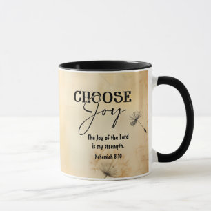 Nehemiah 8:10 Joy of the Lord Bible Verse Flowers  Mug