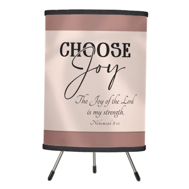 Nehemiah 8:10 Joy of the Lord Bible Verse Tripod Lamp (Front)