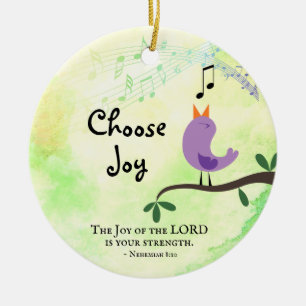 Nehemiah 8:10 Joy of the Lord is Your Strength Ceramic Ornament
