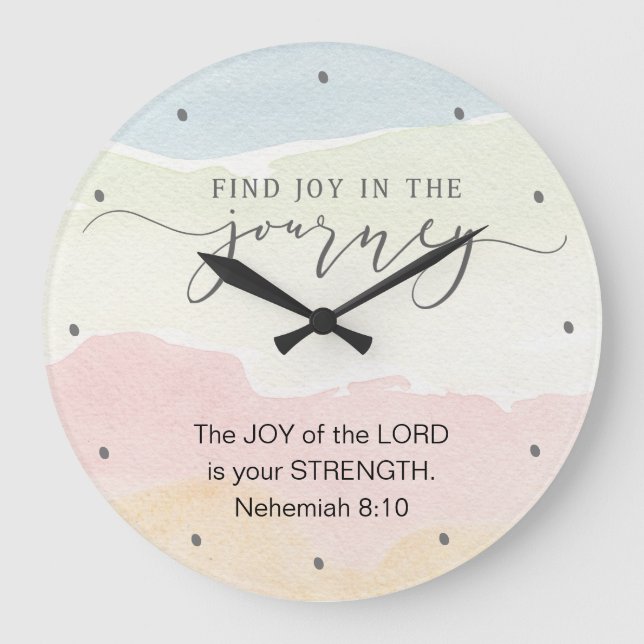 Nehemiah 8:10 Joy of the Lord is your Strength Large Clock (Front)