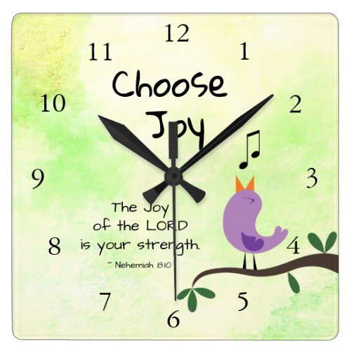 Nehemiah 8:10 Joy of the Lord is Your Strength Square Wall Clock