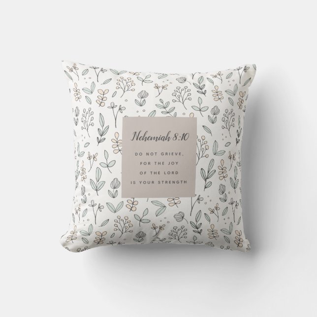 Nehemiah 8:10 Scripture Throw Pillow (Front)