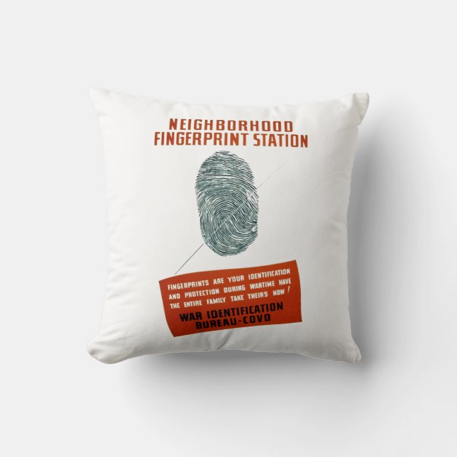 Neigborhood Fingerprint Station Throw Pillow (Front)