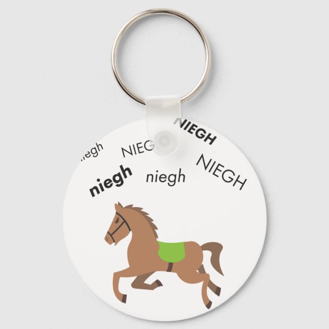Neigh Horse Cute Emoji Keychain (Front)
