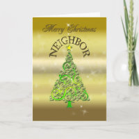 for Neighbor Christmas Navy Blue and Golden Ornaments Card