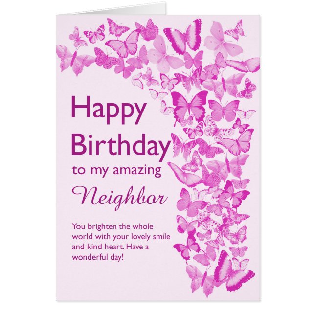 Neighbor Birthday Butterflies Cards (Front)