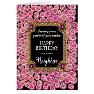 Neighbor Birthday Pink Daisies Cards