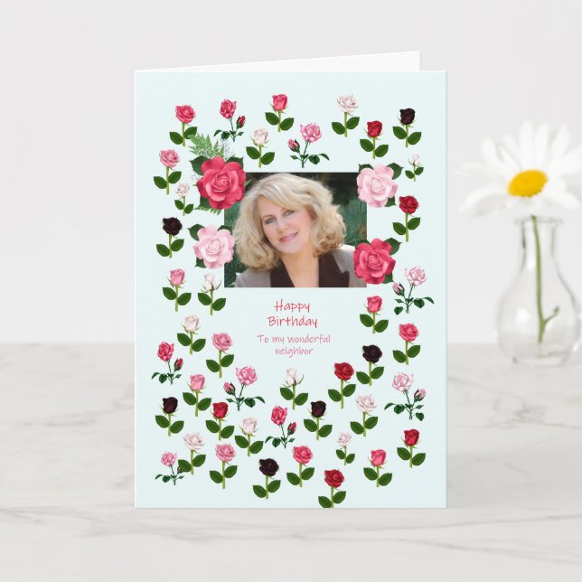 Neighbor, Birthday, Roses Card (Small Plant)