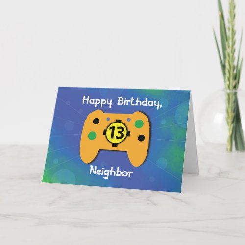Neighbor Boy 13 Year Old Birthday Gamer Controller Card