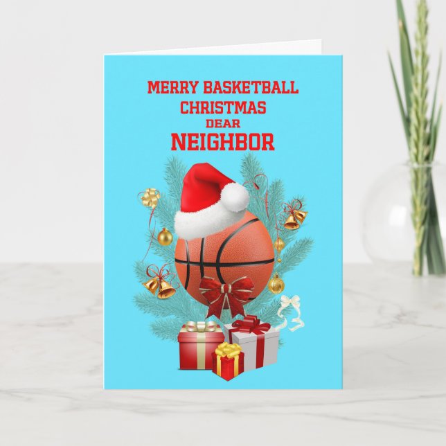 Neighbor Christmas Basketball Holiday Card (Front)
