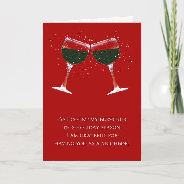 Neighbor Christmas Holiday Funny Wine Card (Front)