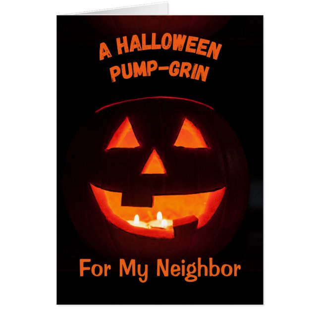 Neighbor Halloween Cute Jack o' Lantern Cards (Front)