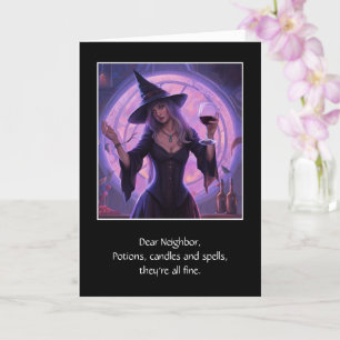 Neighbor Halloween Humorous Witch with Wine Card