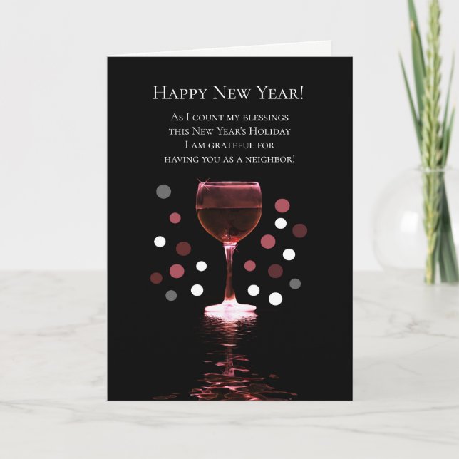 Neighbor Happy New Year Funny Wine Card (Front)