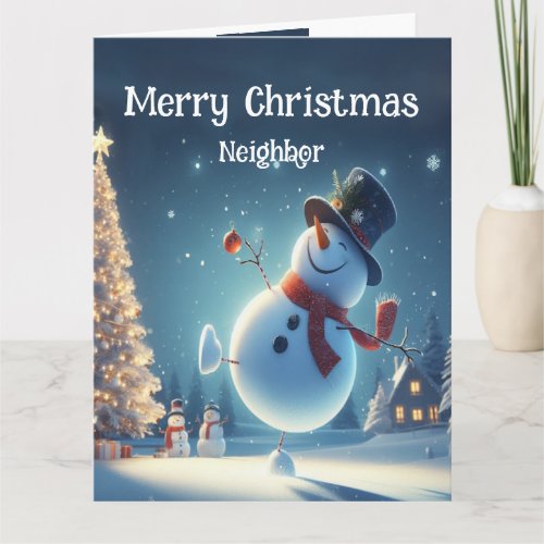 Neighbor Happy Snowman Hot Chocolate Christmas Card
