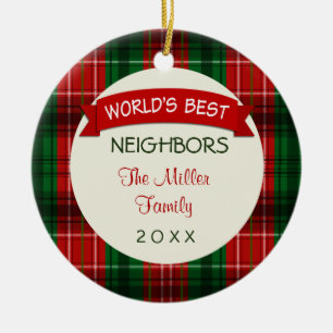 Neighbor Holiday Plaid Christmas Gift Ornaments